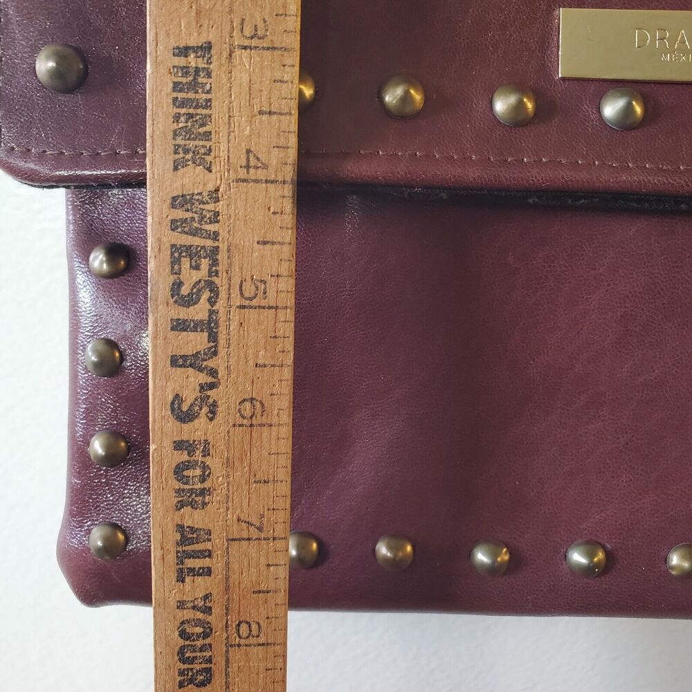 Draco Studded Leather Crossbody Purse Bag Clutch Colorfully Beaded Guitar Strap - Picture 14 of 16